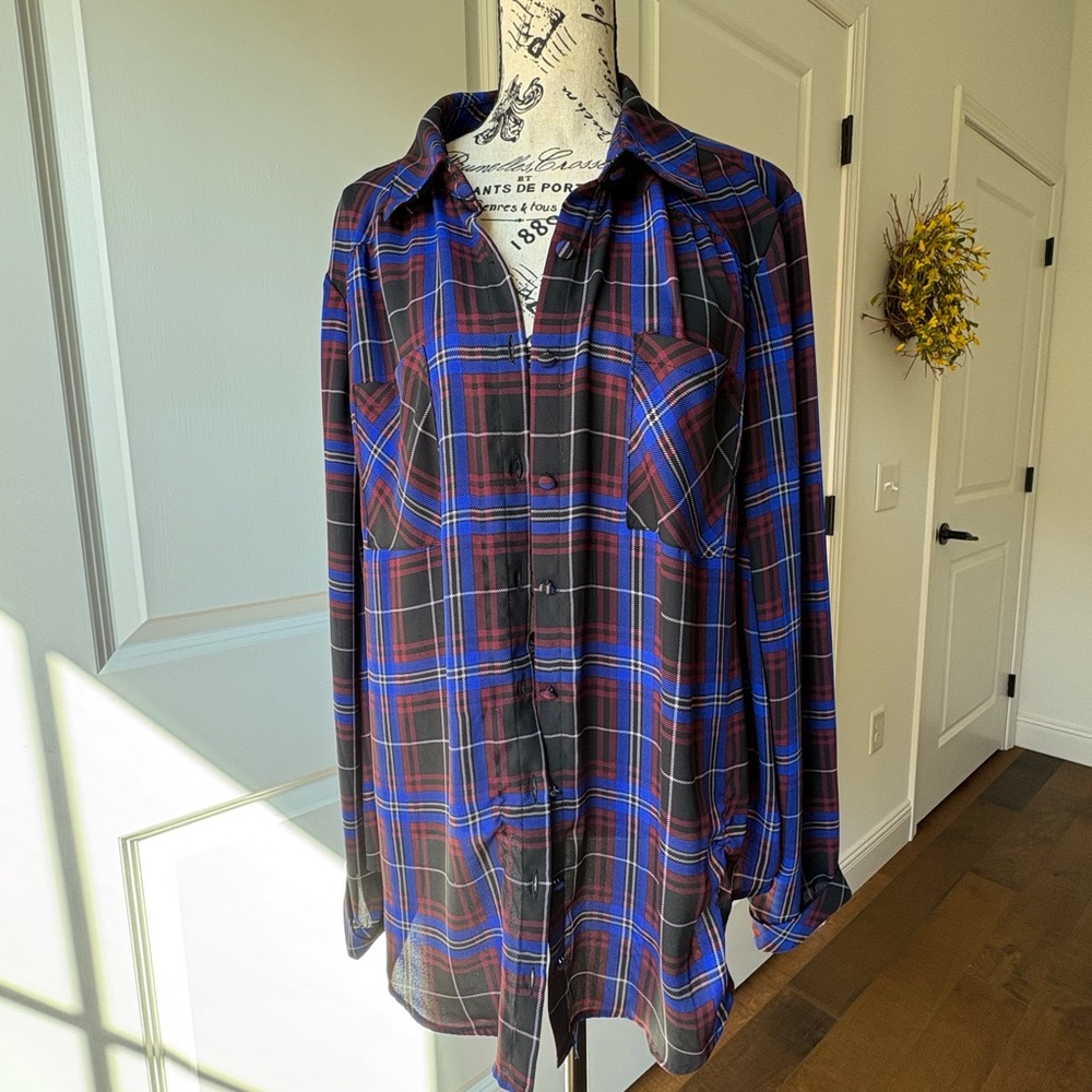 Torrid Blue and Red Plaid Shirt